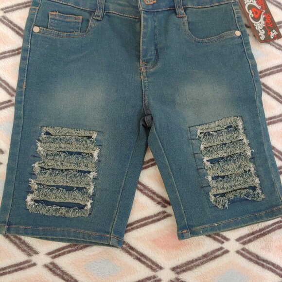 2x New Acid Wash Girls Denim Jeans Shorts Size 10 - Picture 4 of 5